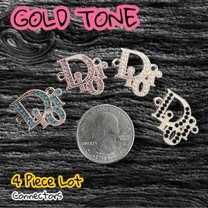 Lot of 4 CD Connector Gold Tone Zipper Pull Button Charms 21mm